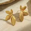 Wholesale Ion Plating (IP) Real Gold Plated 18K Irregular Geometric Leaf 304 Stainless Steel Simple Style Classic Artistic Waterproof Non Tarnish Ear Studs