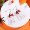 Wholesale Gothic Halloween Leopard Print Bow Cherry Blossom Acrylic Earrings