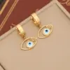Wholesale PVD Coated 18K Gold Real Gold Plated Devil'S Eye Stainless Steel IG Style Waterproof Non Tarnish Drop Earrings