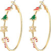 Wholesale Christmas Tree Snowflake Santa Claus Large Hoop Earrings