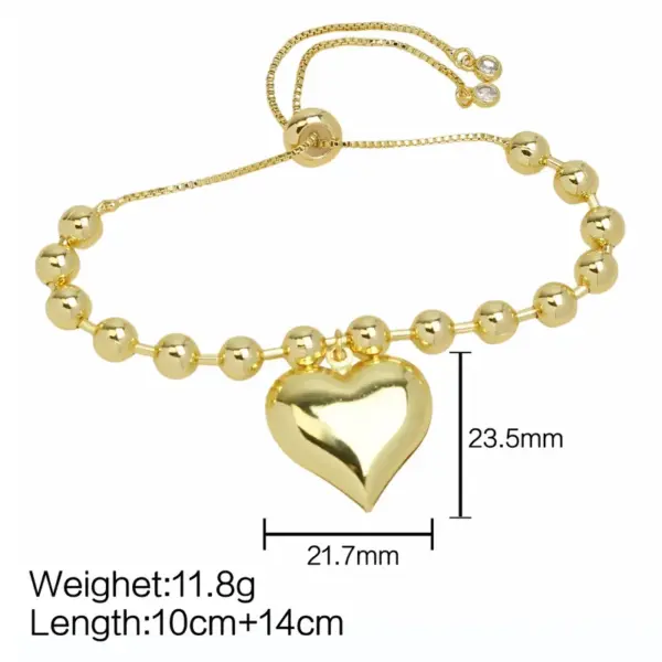 Wholesale Simple Style Heart Shape Copper Plating Gold Plated Bracelets