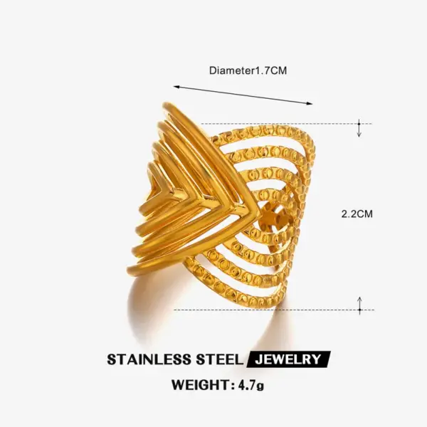 Wholesale Ion Plating (IP) 18K Gold Plated Lines 304 Stainless Steel Artistic Waterproof Non Tarnish Open Rings