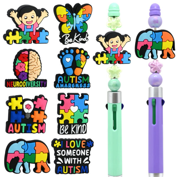oly-055d8d8adcb6cf9fd9e76cc5cc8829c0 Wholesale Random 100pcs Cartoon Autism Pattern Beads