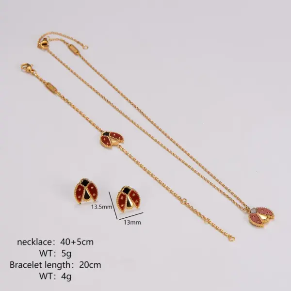 Wholesale Jewelry Elegant Cute Ladybugs 304 Stainless Steel Cable Chain Jewelry Set