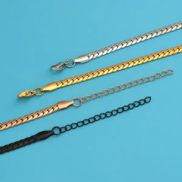 Wholesale PVD Coated 18K Gold Real Gold Plated Solid Color Stainless Steel Basic Classic Style Waterproof Non Tarnish 304 Stainless Steel Bracelets