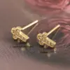 Wholesale 1 Pair Simple Style Classic Style Geometric Cross Plating Inlay Copper Zircon 18K Gold Plated Ear Studs