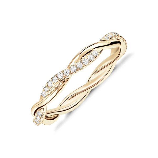 Wholesale Cross-border Hot Selling European and American Ring Women's Exquisite Commuting Twist Rope Zircon Exquisite Ring All-match Eternal Ring