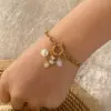 Ion Plating (IP) 18K Gold Real Gold Plated Heart Shape Flower Bow Knot 304 Stainless Steel Lady Waterproof Non Tarnish 304 Stainless Steel Bracelets