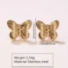 Wholesale 1 Pair Simple Style Water Droplets Heart Shape Butterfly 304 Stainless Steel Imitation Gold Electroplating Ear Studs