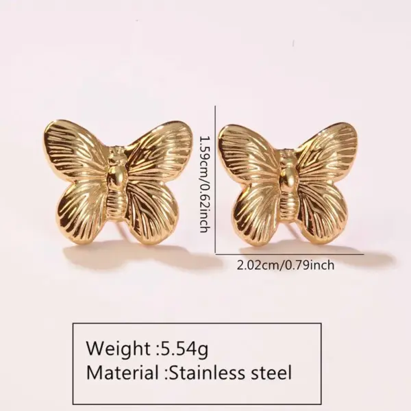 Wholesale 1 Pair Simple Style Water Droplets Heart Shape Butterfly 304 Stainless Steel Imitation Gold Electroplating Ear Studs