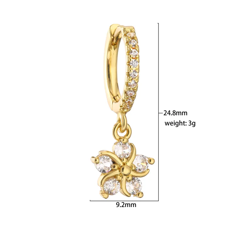 Wholesale 1 Pair Fashion Water oplets Flower Copper Inlay Zircon op Earrings