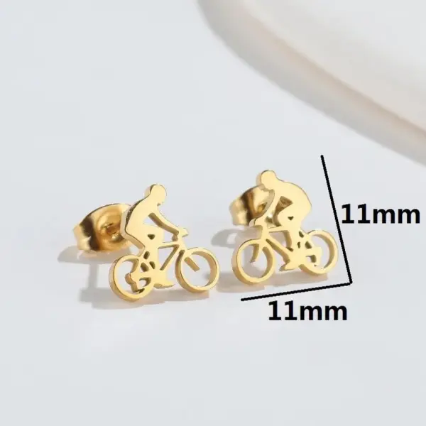 Wholesale PVD Coated 18K Gold Real Gold Plated Bicycle 304 Stainless Steel Original Design Waterproof Non Tarnish Ear Studs