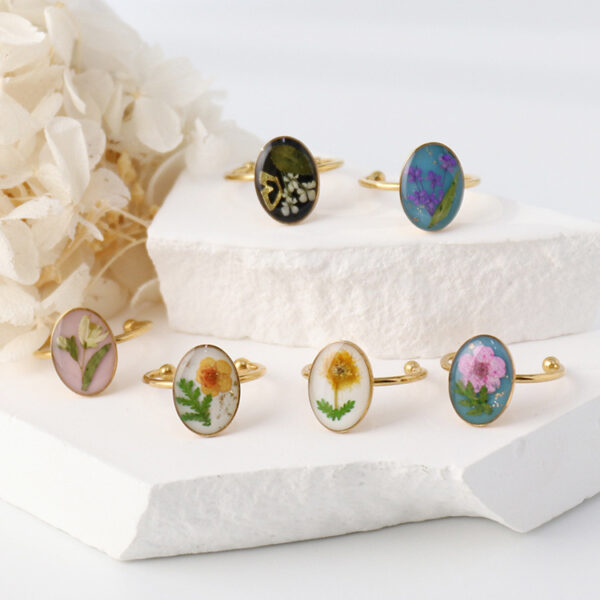 Wholesale Colored stainless steel dried flower ring