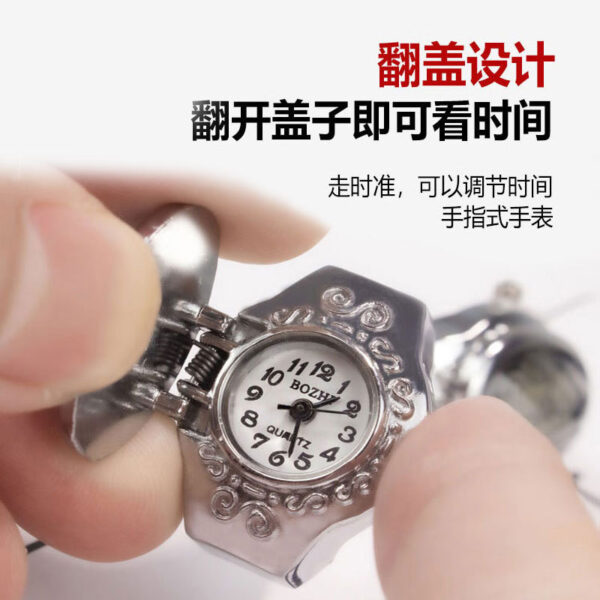 Wholesale [Ring watch] hot sale flip leopard gem personality fashion creative couple retro finger watch factory direct batch