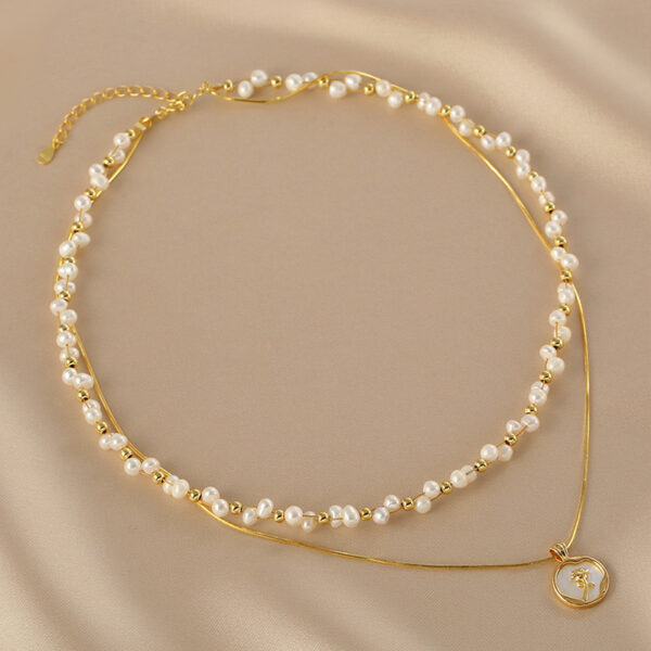 Wholesale Rose Stacked Double-Layered Pearl Necklace Accessories for Women Summer High-End Clavicle Chain Accessible Luxury Niche Necklace Jewelry