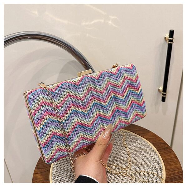 Wholesale 2025 Summer New Cross-border Niche Personalized Shoulder Bag Small Square Bag Portable Chain Rainbow Evening Bag