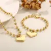 304 Stainless Steel Heart Shape PVD Coated 18K Real Gold Plated Casual Vacation Waterproof Non Tarnish Plating Bracelets Necklace