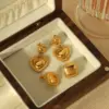 Wholesale PVD Coated Real Gold Plated 18K Gold Square Heart Shape 304 Stainless Steel Simple Style Classic Style Waterproof Non Tarnish Drop Earrings