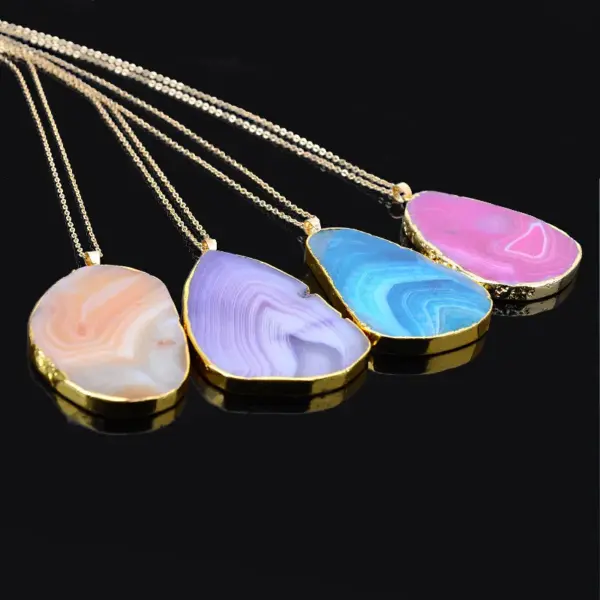 Wholesale Simple Style Water Droplets Alloy Natural Stone Chain Necklace