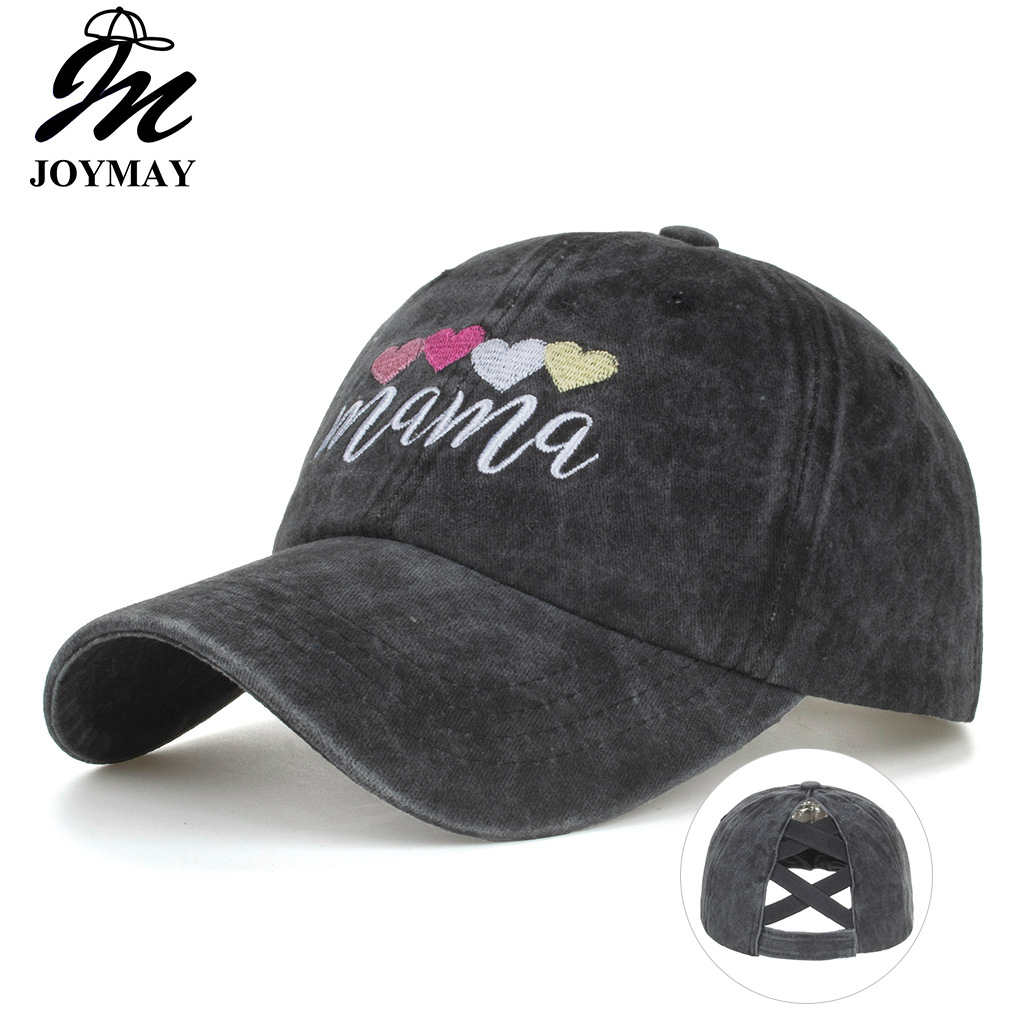 Wholesale Spring and Summer new love embroidered double cross elastic mesh nytail baseball cap peaked cap B828
