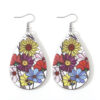 Wholesale Creative sunflower earrings double-sided wooden water drop earrings personality earrings