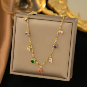 Gold Colorful Zircon Necklace
