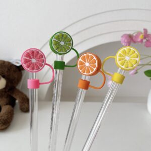 Wholesale Cross-border explosions lemon four-color straw cap dust-proof straw plug dust-proof straw sleeve 8mm diameter straw 10mm