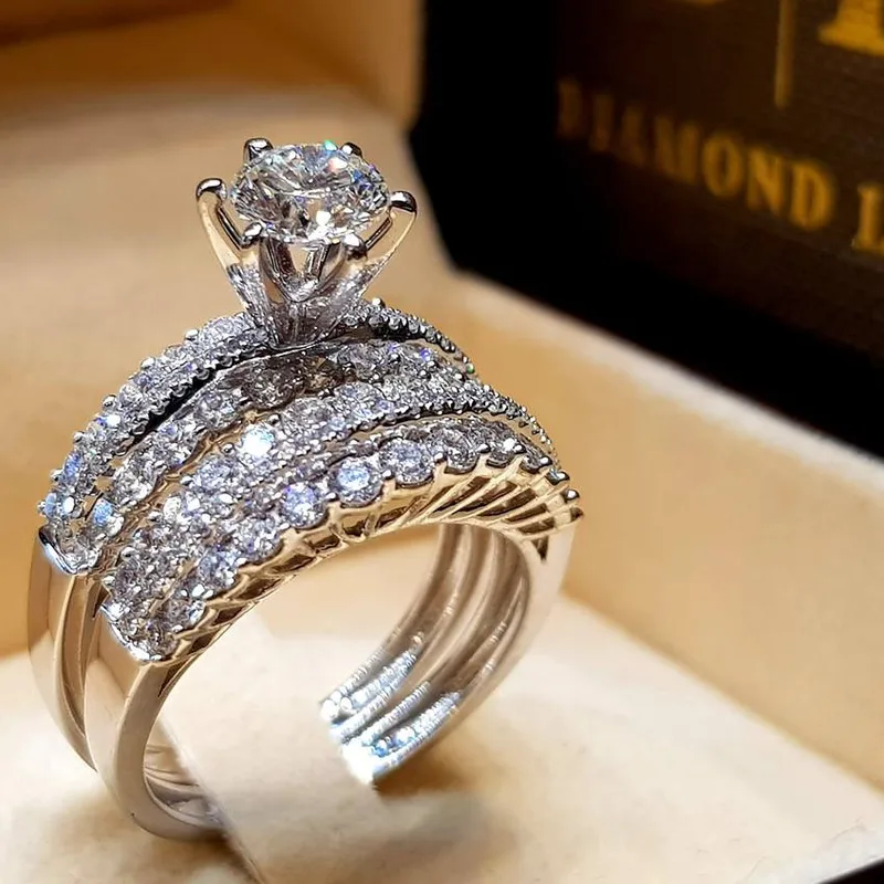 Wholesale Luxurious Romantic Shiny Flower Alloy Plating Inlay Zircon Women's Rings