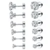 Fashion Geometric Stainless Steel Inlay Zircon Ear Studs 1 Pair