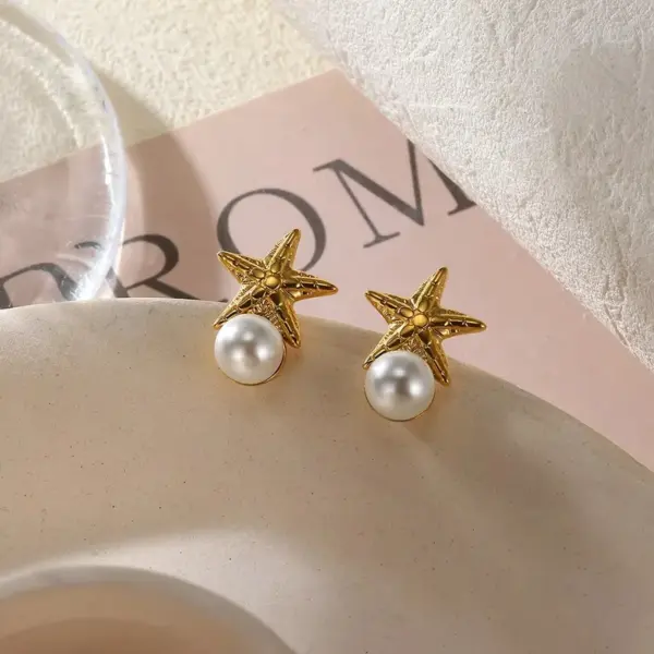 Wholesale 1 Pair Simple Style Starfish 304 Stainless Steel Ear Studs
