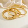 PVD Coated Real Gold Plated 16K White Plating Solid Color 304 Stainless Steel IG Style Simple Waterproof Non Tarnish Bangle