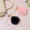 Wholesale Cute fur ball pearl bear tag bag pendant plush key chain phone earphone set car fur pendant