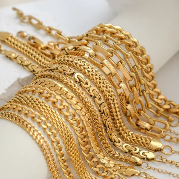 Wholesale Ion Plating (IP) Letter 304 Stainless Steel Classic Style Waterproof Non Tarnish 304 Stainless Steel Lobster Trigger Clasp Closure Chain Bracelet