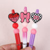 Wholesale Straight hole grid heart-shaped bead