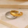 Wholesale PVD Coated 18K Gold Plated Solid Color 304 Stainless Steel Simple Style Waterproof Non Tarnish Open Rings