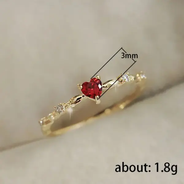 Wholesale Copper IG Style Shiny Inlay Heart Shape Zircon Rings
