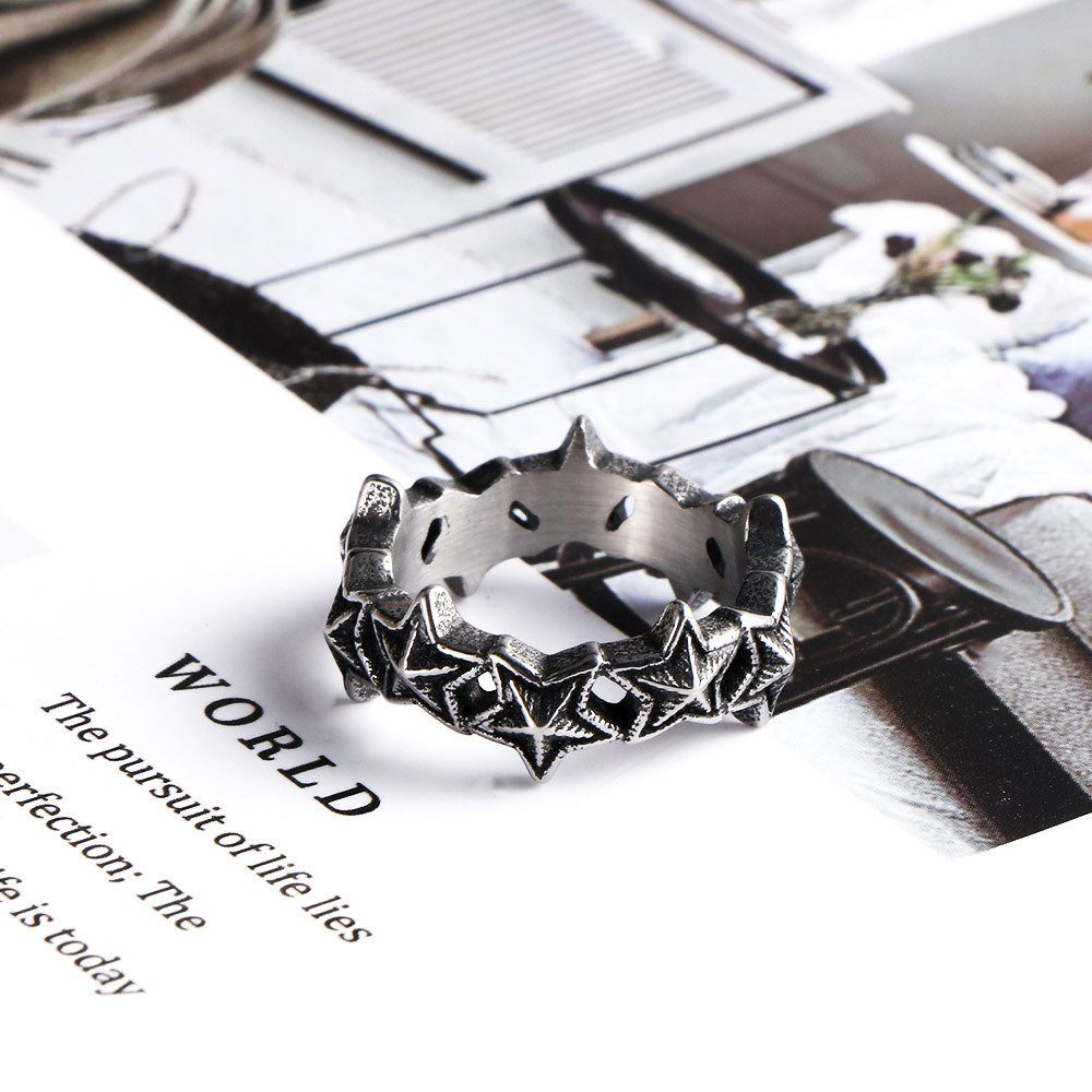 Wholesale Korean-style Five-inted Star Ring Thin Circle Cole Ring Girl's Jewelry Fashion Aessories SA973