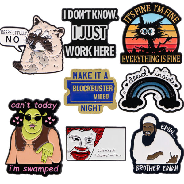 Wholesale Cartoon cute quote brooch metal alloy badge