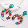 Wholesale European and American cross-border Bohemian holiday style inlaid turquoise earrings fashion creative exaggerated earrings Amazon hot sale