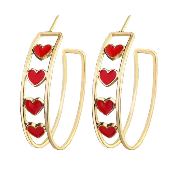 Wholesale Amazon Supply Valentine's Day Gift Fashion Ear Ring Love Series Double Ring Earrings Red Pink Fashion Earrings