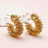 Wholesale PVD Coated Real Gold Plated 18K Gold C Shape Geometric 304 Stainless Steel Casual Simple Style Commute Waterproof Non Tarnish Ear Studs