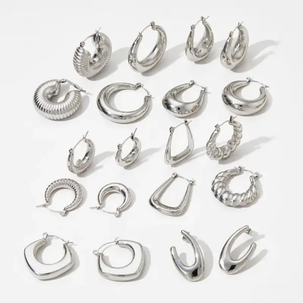 Wholesale PVD Coated Real Gold Plated 16K Gold White Gold Plated Gold Plating Solid Color 304 Stainless Steel Commute Waterproof Non Tarnish Earrings