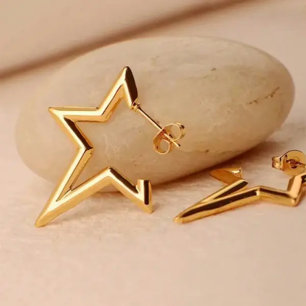 Wholesale 1 Pair Modern Style Simple Style Irregular Star Polishing Plating 304 Stainless Steel Imitation Gold Rack Plated Ear Studs