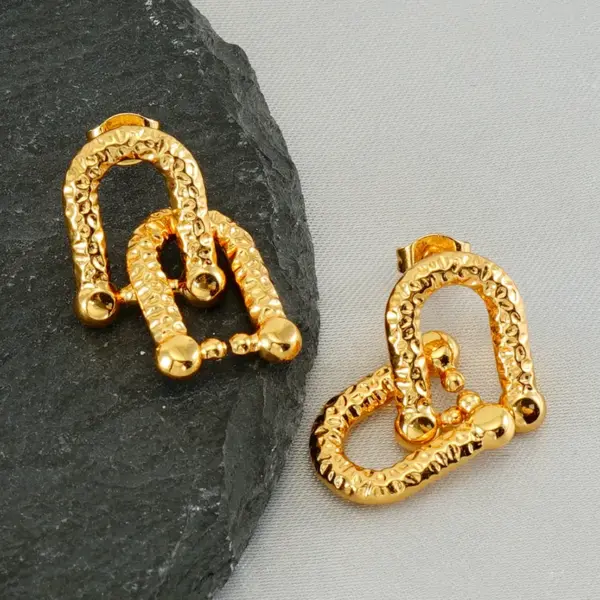 1 Pair Simple Style Commute U Shape Rectangle Polishing Plating Stainless Steel Titanium Steel 18K Gold Plated Drop Earrings