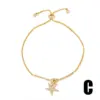 Wholesale Copper Inlaid Zircon Star Artificial Gemstones Copper Bracelets