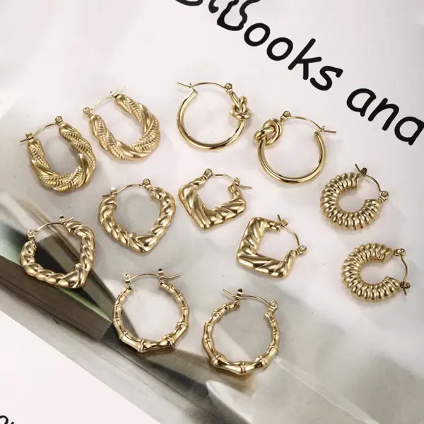 Wholesale 1 Pair Retro XUPING Simple Style Geometric Knot Plating 304 Stainless Steel 18K Gold Plated Earrings