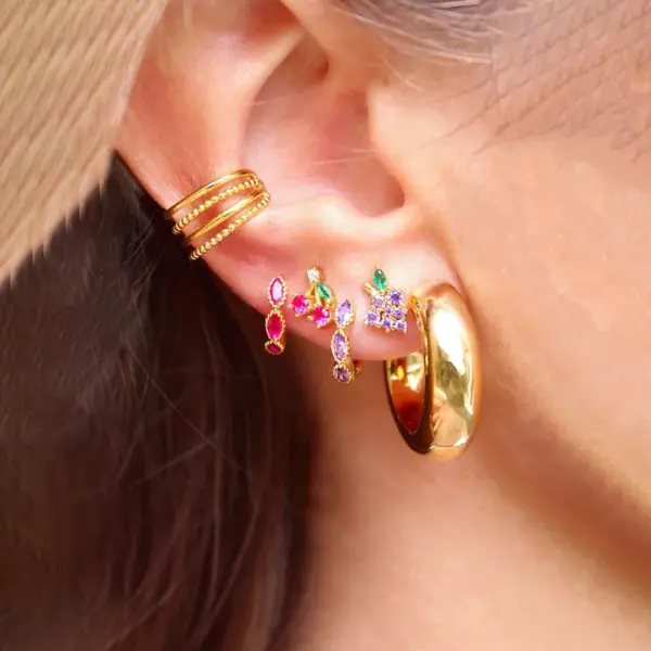 Wholesale 1 Pair Cute Simple Style Cherry Fruit Plating Copper Zircon Ear Studs