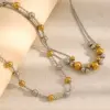 Wholesale 304 Stainless Steel Ball PVD Coated Stone-Free Real Gold Plated Vintage Style Classic Style Waterproof Non Tarnish Mixed Metal Plating Ball Chain Lobster Trigger Clasp Closure Double Layer Necklaces Necklace