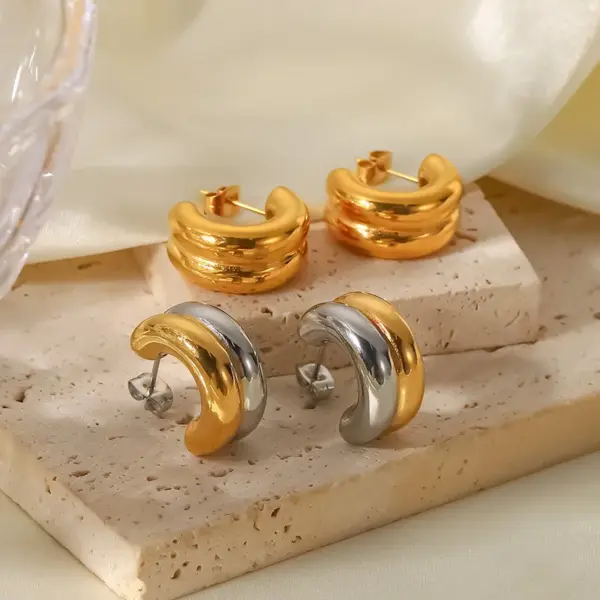 Simple Style C Shape Plating 316 Stainless Steel Ear Studs