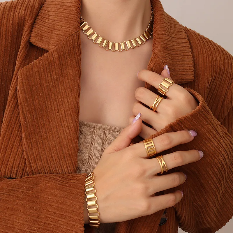 Wholesale PVD Coated 18K Gold Plated 18K Gold 304 Stainless Steel Fashion